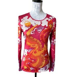 YMX Yellowman Womens Cycling Top Shirt Dragon Print Colorful Medium